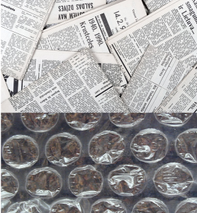 News paper and bubble wrap